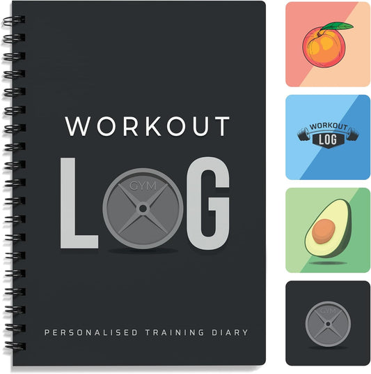 Workout Planner for Daily Fitness Tracking & Goals Setting - A5 Size, 6” X 8”, Charcoal Gray - Men & Women Personal Home & Gym Training Diary - Log Book Journal - by