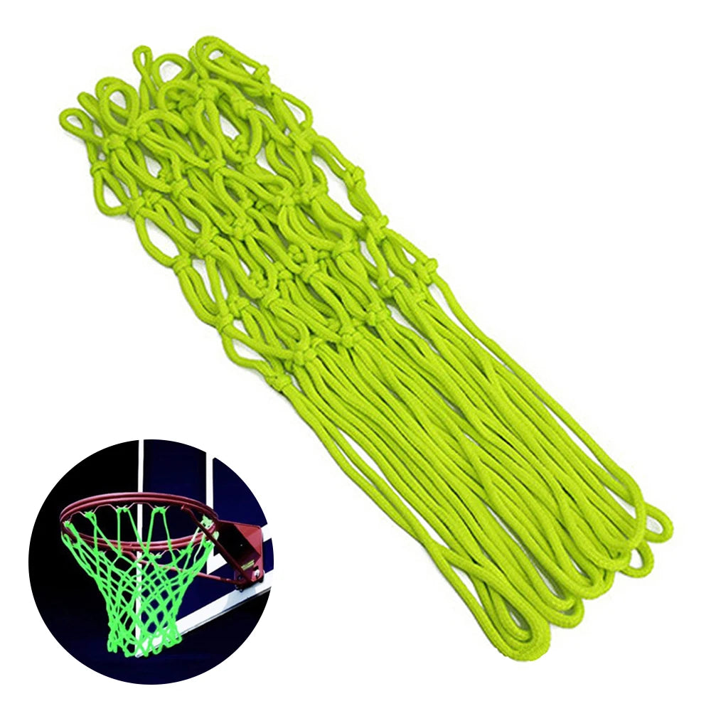 Nightlight Basketball Net Nylon Glowing Basketball Hoop Rim Net 12 Loops Standard Size Glowing Basketball Net Sun Powered